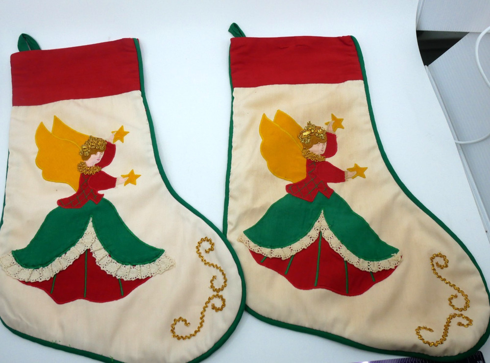 House of Hatten Joyce Miller Christmas Stockings Angel Star Pair